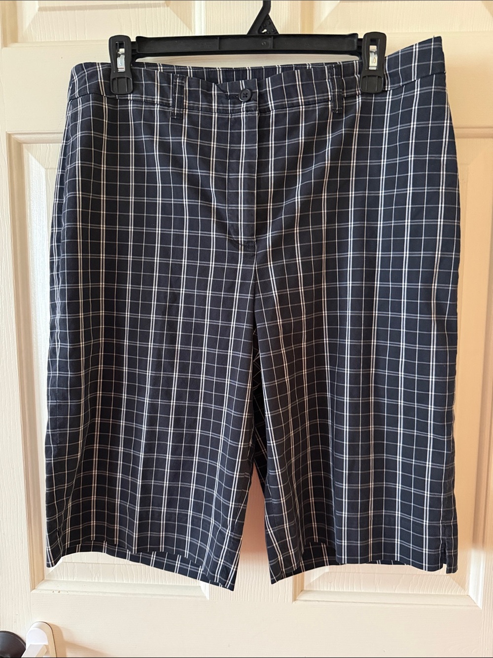 Anne Klein Sport Plaid Flat Front Shorts